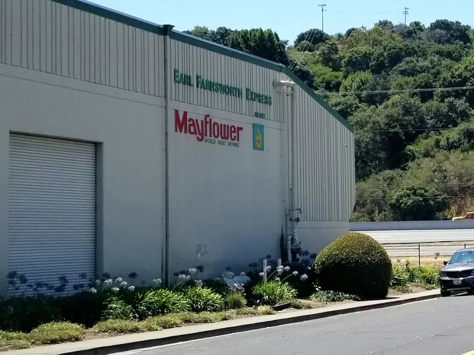 Earl Farnsworth Express warehouse wall with the Mayflower sign in San Rafael